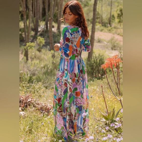 Soler London Romantic III Henley Button Midi Dress Size XS/S Multicolor NWT - Picture 1 of 6